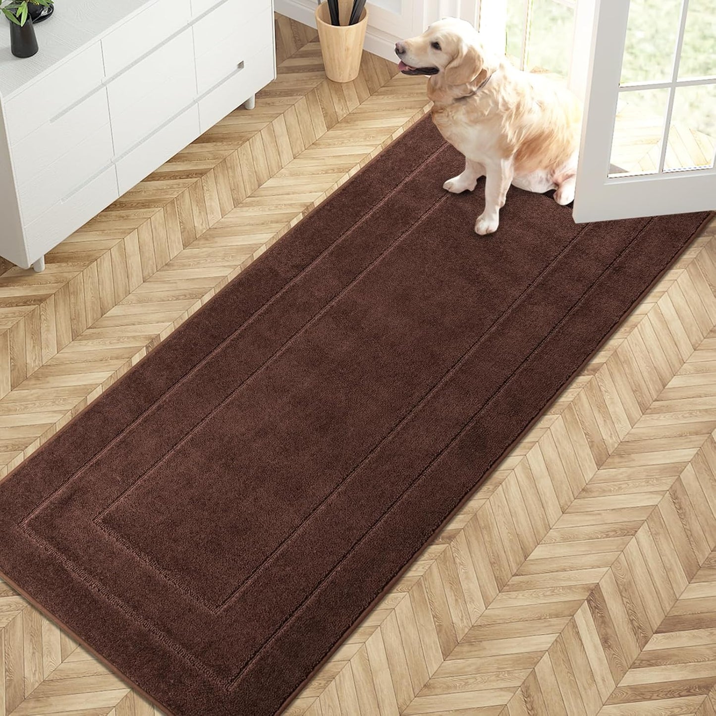PURRUGS Dirt Trapping Door Mat 32" x 47", Non-Slip/Skid Machine Washable Entryway Rug, Dog Doormat, Super Absorbent Welcome Mat for Muddy Wet Shoes and Paws, Grayish Brown