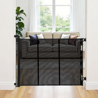 VEVOR Retractable Baby Gate, Extends to 202.7 inch Extra Wide, 39 inch Tall, with Reinforced Fiberglass Strips, Avoids Crawling Through, Mesh Dog Gate for Decks, Doorways, Garages, Indoor, Black