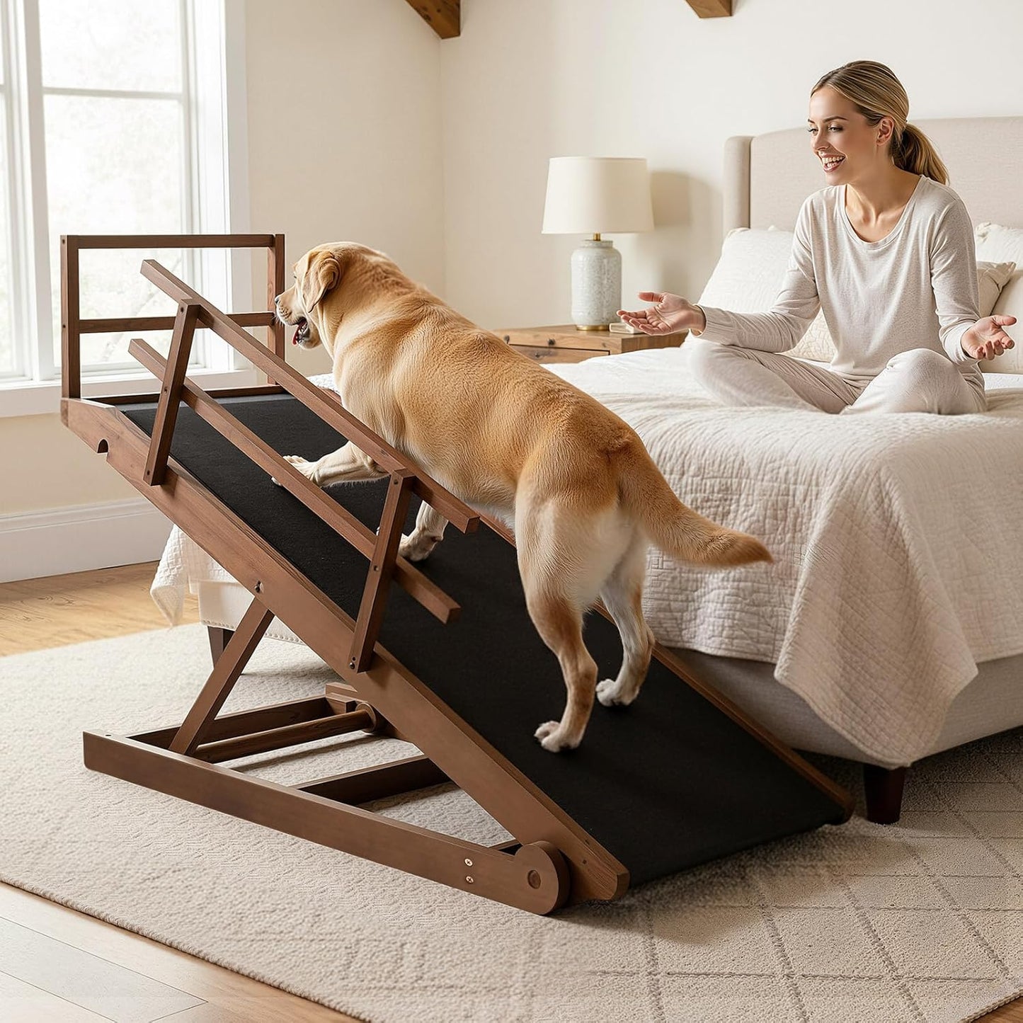 ABORON Antislip Dog Ramp, Adjustable Folding Pet Ramp for Small & Large Old Dogs & Cats, High Traction Portable Rubber Paw Ramps, Supports up to 200 lbs, Used for Bed Couch SUV, 39.3'' Long