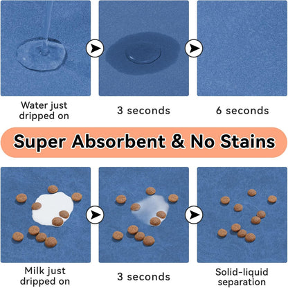 Dog Food Mat - Absorbent Cat Dog Bowl Mat for Food and Water, Quick Dry Pet Food Mats for Floors with Waterproof Rubber Backing, Puppy Cat Feeding Mats for Messy Drinkers,12"x20", Dark Grey