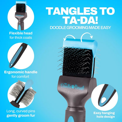 Slicker Brush for Dogs, Single Head Dog Hair Brushes, Flexible Head Slicker for Dogs, Poodle, Labradoodle, Sheepadoodle, Tangle-Free Grooming, Healthy & Shiny Coat Pet Brushes
