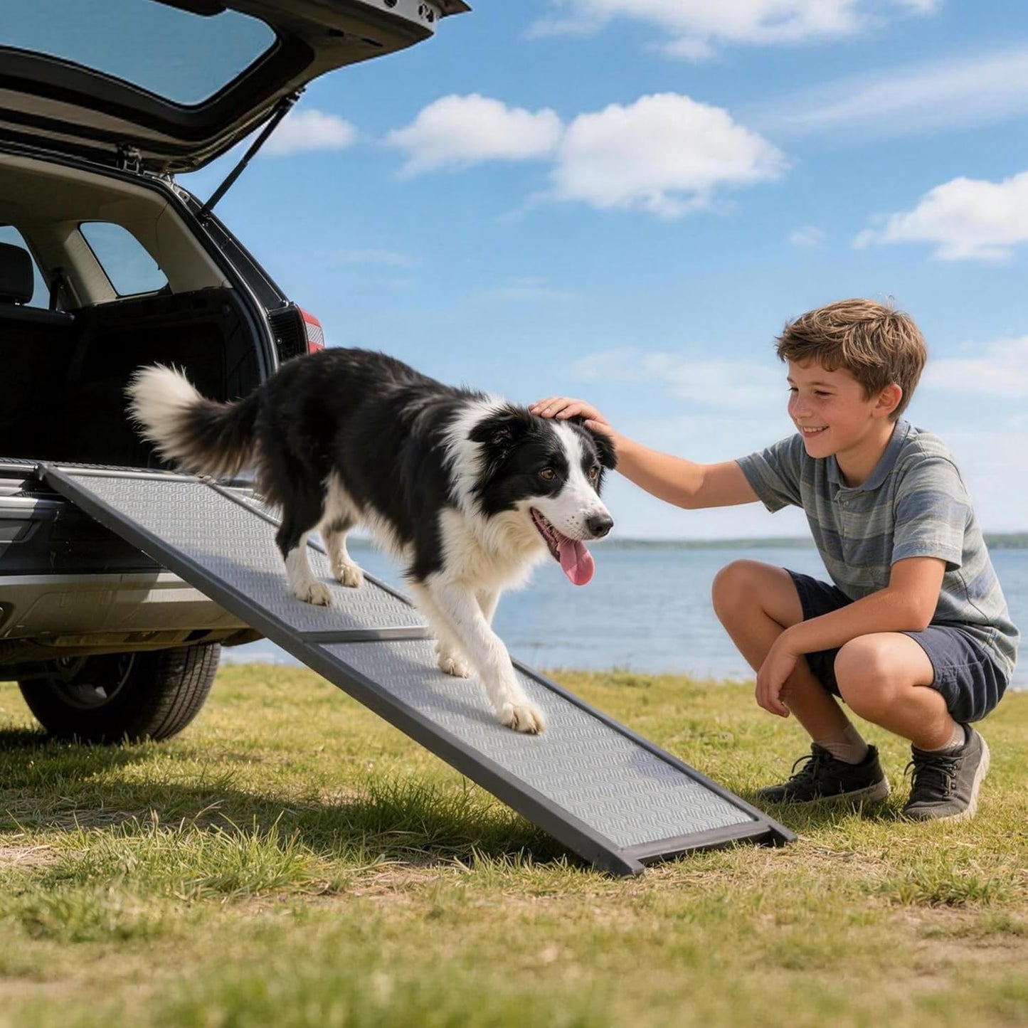 Dog Ramp for Bed & Couch for Small & Medium Dogs - Joint-Friendly, Anti-Slip, Adjustable, Odor-Free, Up to 70 lbs