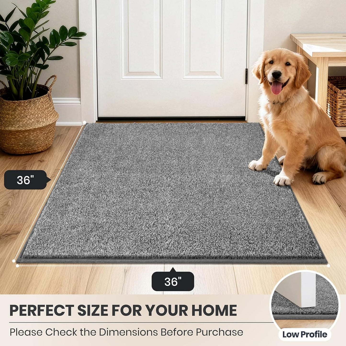 PURRUGS Dirt Trapping Door Mat 20" x 31.5", Non-Slip Machine Washable Entryway Rug, Dog Doormat, Indoor Front Door Mat, Super Absorbent Entry Rug for Muddy Shoes & Paws, Bluish Grey-Black