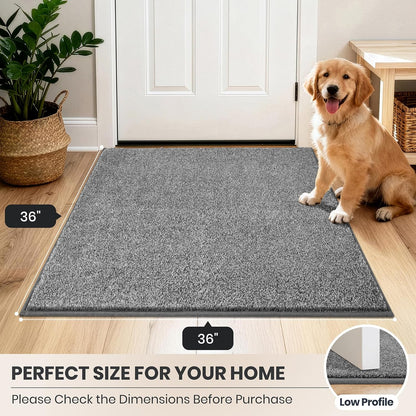 PURRUGS Dirt Trapping Door Mat 20" x 31.5", Non-Slip Machine Washable Entryway Rug, Dog Doormat, Indoor Front Door Mat, Super Absorbent Entry Rug for Muddy Shoes & Paws, Bluish Grey-Black