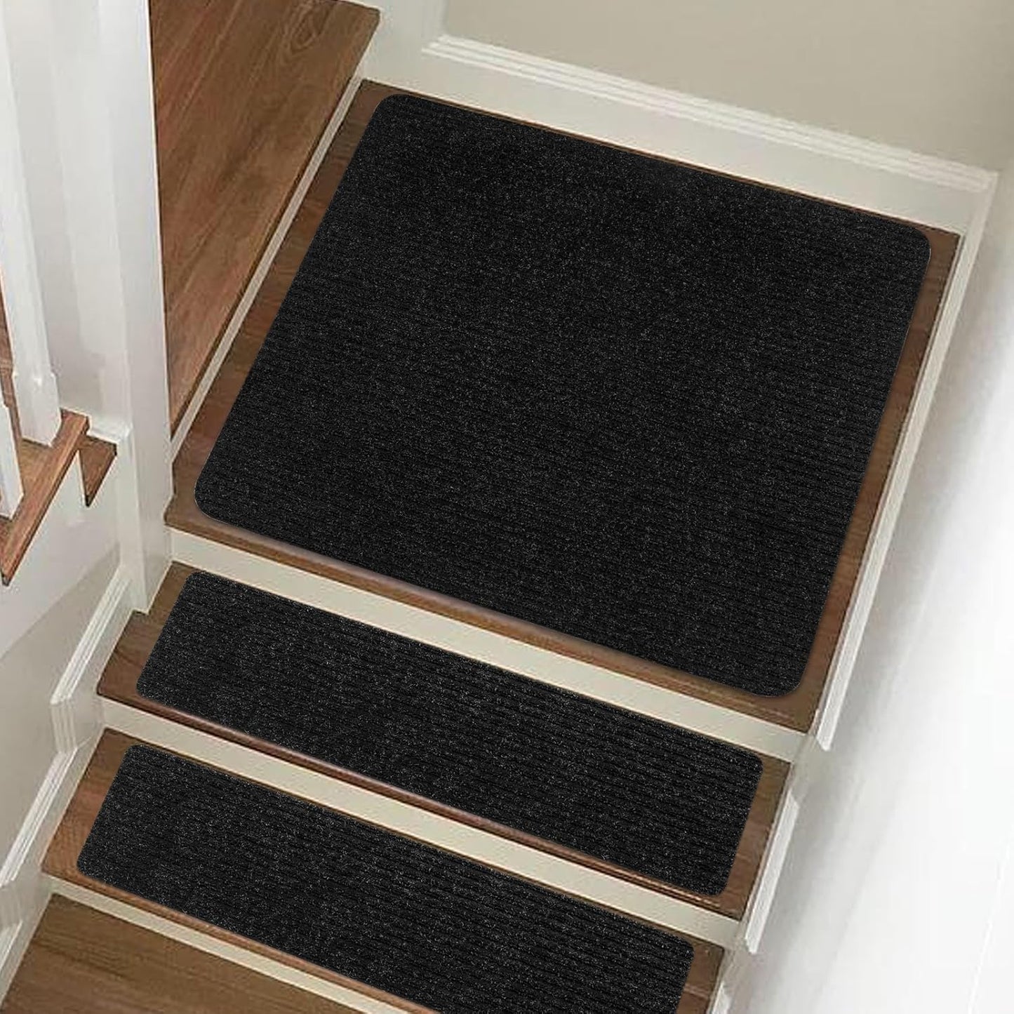 Stair Treads Non-Slip 16 Pack 8"x30" - Carpet Stair Runner for Indoor Wooden Steps with TPE Backing & Anti-Skid Surface, Reusable Adhesive Safety Rug for Kids/Elder/Pet-Friendly - Brown