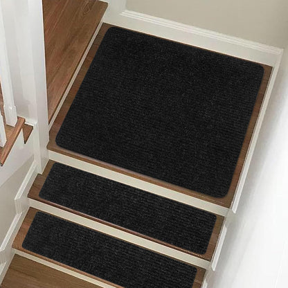 Stair Treads Non-Slip 16 Pack 8"x30" - Carpet Stair Runner for Indoor Wooden Steps with TPE Backing & Anti-Skid Surface, Reusable Adhesive Safety Rug for Kids/Elder/Pet-Friendly - Brown