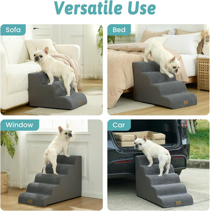 COZY KISS Extra Wide Dog Stairs with Tunnel, Foam Detachable Large Dog Step for Small Pet, Puppy or Cats, Medium Pet Ramp for High Bed, Couch, Sofa or Car, 19.7x33x22.4 inch, 5 Step, Beige