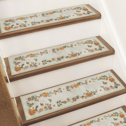BEQHAUSE Stair Treads for Wooden Steps Non-Slip Machine Washable Carpet Stair Treads 8"X30" Soft Indoor Stair Runner for Kids Elders and Pets, 100% Polyester, TPE Backing, 15pcs, Brown/Grey