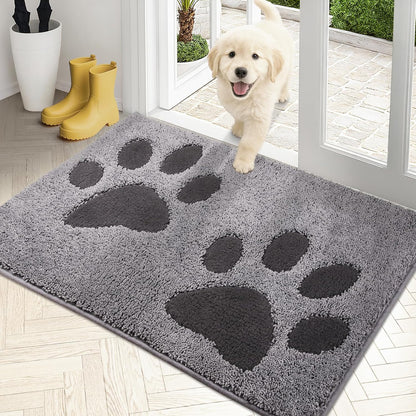 PURRUGS Dirt Trapping Door Mat 20" x 31.5", Non-Skid/Slip Machine Washable Microfiber Entryway Rug, Dog Doormat, Super Absorbent Welcome Mat for Muddy Wet Shoes and Paws, Grey