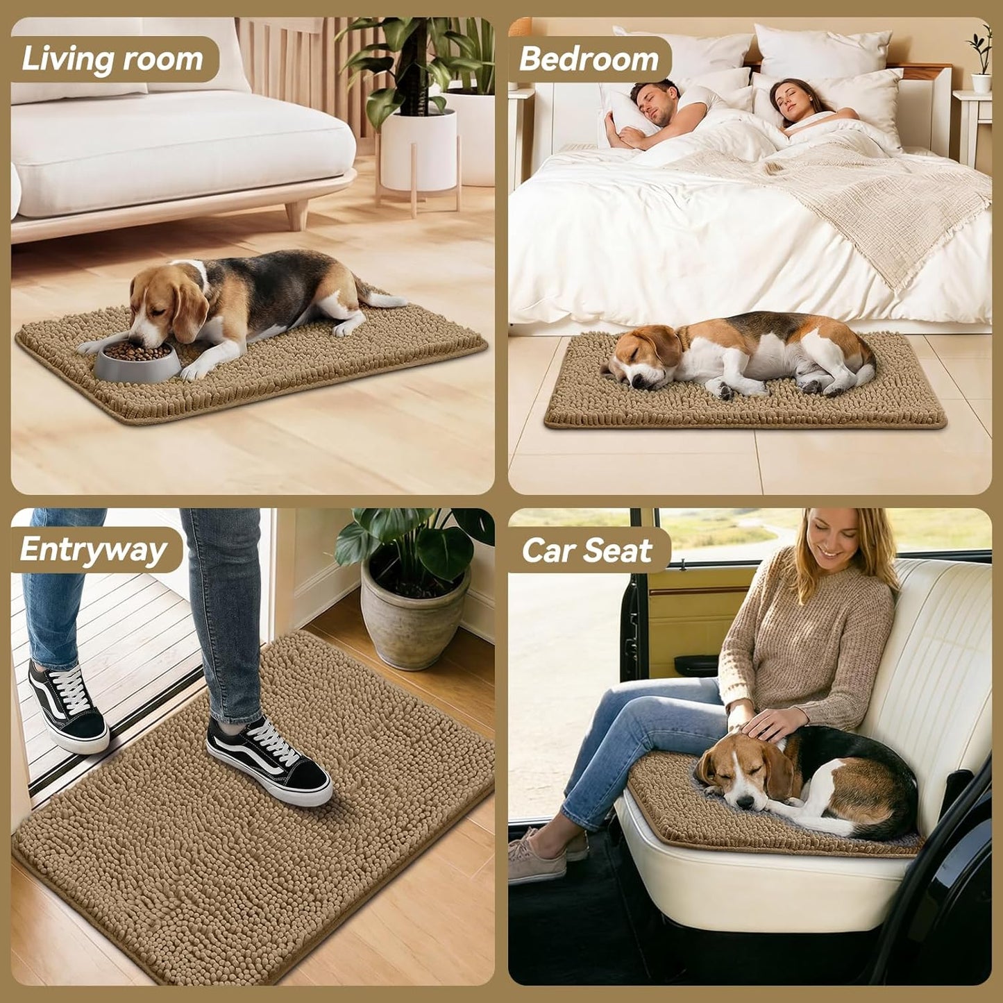 Bcoimo Super Absorbent Dog Door Mat, 30"*20" Anti Slip Mat for Muddy Paws, Pet Rugs for Dirty Paws Washable that Absorbs Moisture and Dirt, for Dog Cage and Pet Resting Carpet