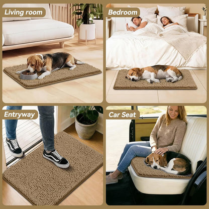 Bcoimo Super Absorbent Dog Door Mat, 30"*20" Anti Slip Mat for Muddy Paws, Pet Rugs for Dirty Paws Washable that Absorbs Moisture and Dirt, for Dog Cage and Pet Resting Carpet