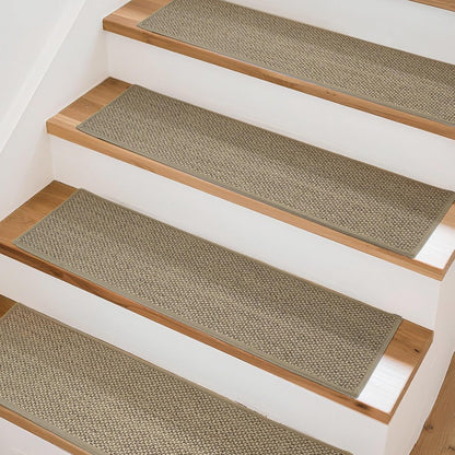 Art3d Stair Treads for Wooden Steps 15Pcs, 8" X 30" X 0.3" Non Slip Stair Runner Rugs with Reusable Adhesive for Elders Kids and Dogs, Washable Peel and Stick Stair Treads Carpet, Gray