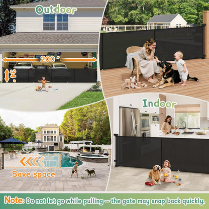 Retractable Baby Gates Extra Wide 150" × 34" Tall for Large Opening 12.5 Foot Retractable Dog Gate for Doorways, Stairs, Aisle, Indoor/Outdoor Retractable Gate for Garage, Hallways, Deck