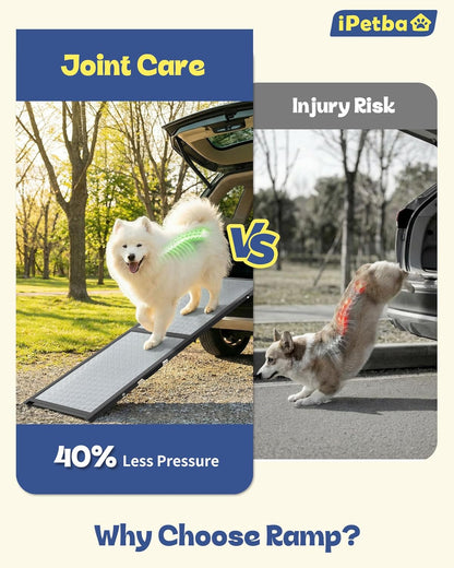 Dog Ramp for Bed & Couch for Small & Medium Dogs - Joint-Friendly, Anti-Slip, Adjustable, Odor-Free, Up to 70 lbs