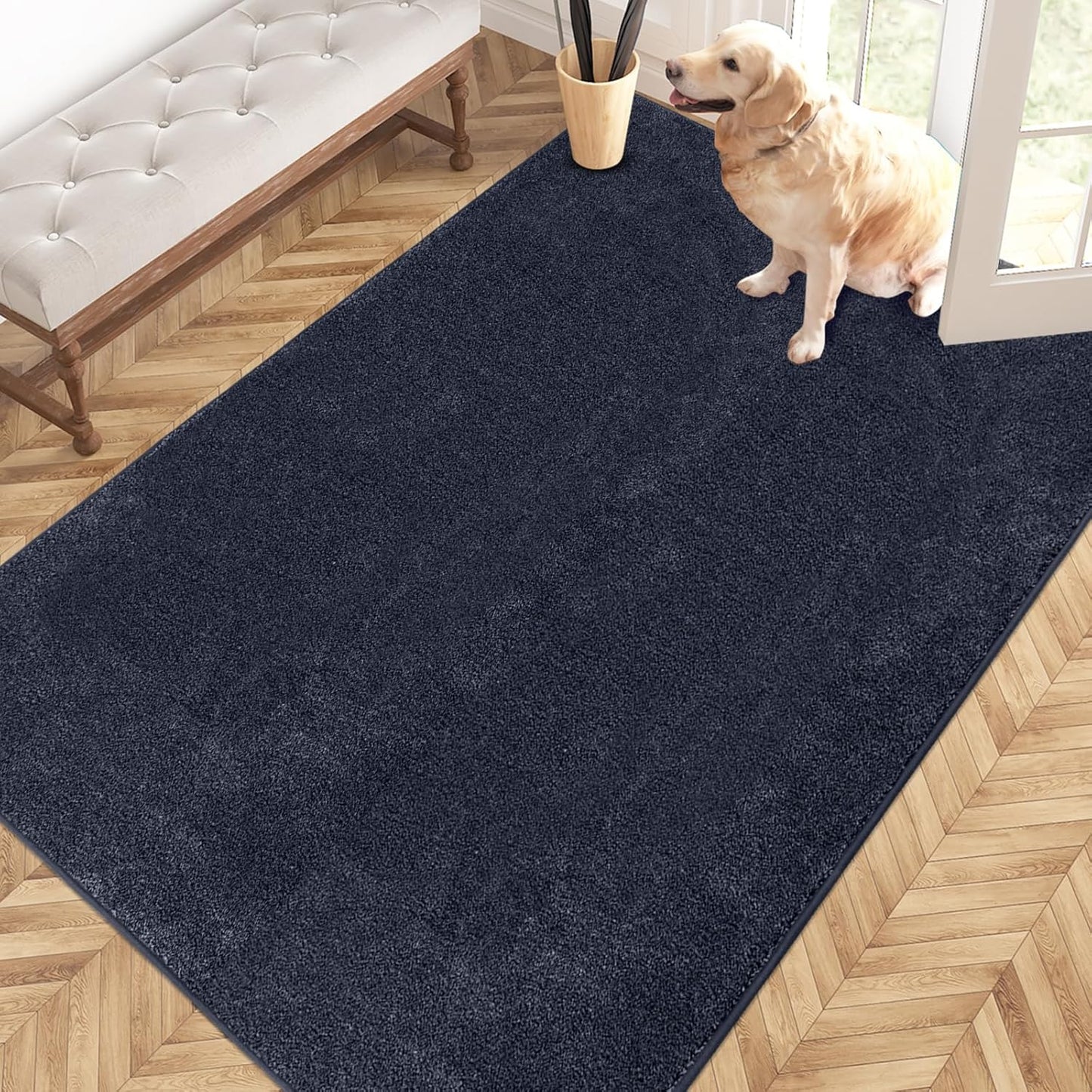 PURRUGS Dirt Trapping Door Mat 20" x 31.5", Non-Slip Machine Washable Entryway Rug, Dog Doormat, Indoor Front Door Mat, Super Absorbent Entry Rug for Muddy Shoes & Paws, Bluish Grey-Black