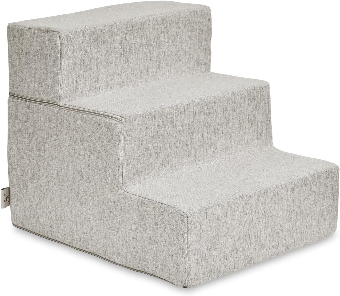 Best Pet Supplies Dog Stairs & Steps - Foam Steps for Small Dogs & Cats, Non-Slip Indoor Balanced Pet Step Support, Dog Ramp, No Assembly, Ash Gray Linen, 2-Step (12-inch Height)