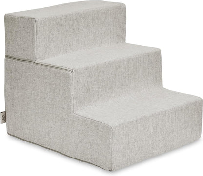 Best Pet Supplies Dog Stairs & Steps - Foam Steps for Small Dogs & Cats, Non-Slip Indoor Balanced Pet Step Support, Dog Ramp, No Assembly, Ash Gray Linen, 2-Step (12-inch Height)