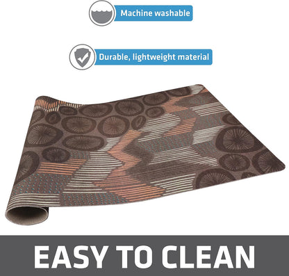 Drymate Pet Bowl Placemat, Dog & Cat Food Feeding Mat - Absorbent Fabric, Waterproof Backing, Slip-Resistant - Machine Washable/Durable (USA Made) (12” x 20”) (Indigo)