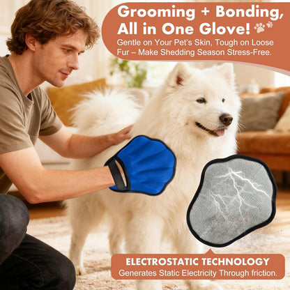 Pet Hair Removal Glove, Electrostatic Pet Hair Remover Glove for Cats & Dogs, Pet Hair Remover Tool for Laundry, Couch, Carpet, Car Seat - Upgraded Five-Finger, Reusable, Black+Black