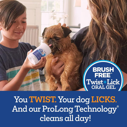 Twist + Lick Dental Gel for Dogs, Cleans Teeth and Freshens Breath for 24 Hours, Chicken Flavor, 2 oz, 30 Day Supply