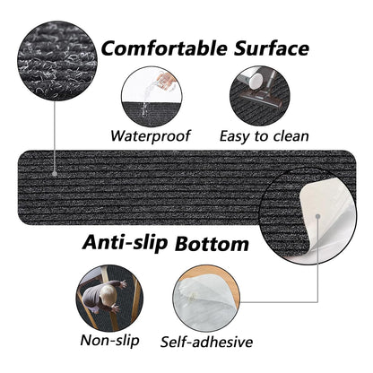 Stair Treads for Wooden Steps Carpet, Non-Slip Stair Runner Indoor Outdoor Stair Tread Mats Covers Pads, 19" x 31"Matching Landing Step Runner for Elders, Kids and Dogs (19" x 31", Black)