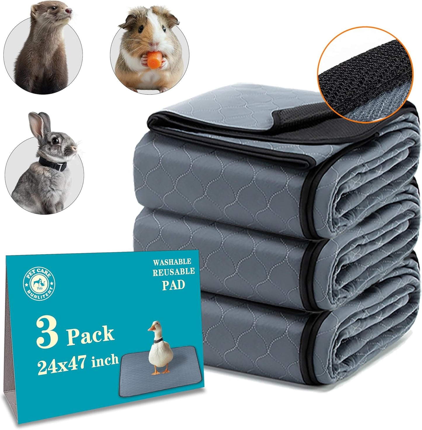 Bunlitent Washable Pee Pads for Dogs 72x72, 2 Pack, Extra Large Reusable Puppy Pads, Dog Training Pads with Quick Dry, Large Anti-Slip Dog Pee Pads, Whelping Pads, Potty Pad