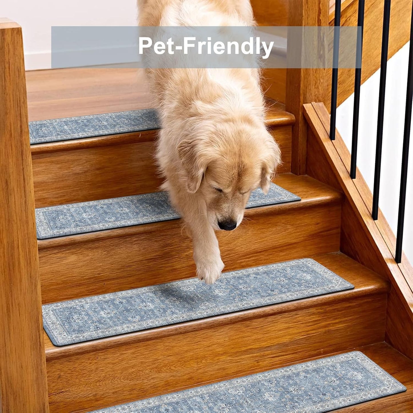 OJIA Extra Non-Slip Stair Treads for Wooden Steps 15PCS, 30"X8" Rubber Indoor Stair Runner Slip Resistant Stair Rugs Safety Mats for Dogs, Kids & Elders, Stairway Grip Step Treads, Gray