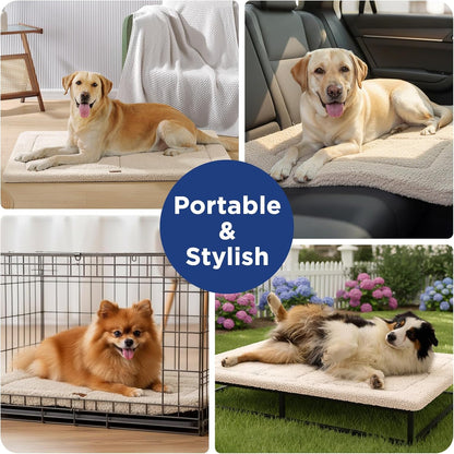 Reversible Dog Crate Pad Bed for Medium Dogs,Washable & Non-Slip Kennel Pet Mat, High Density Foam and Soft Fleece Cat Bed for Indoor & Outdoor Use, 35" x 23", Dark Gray