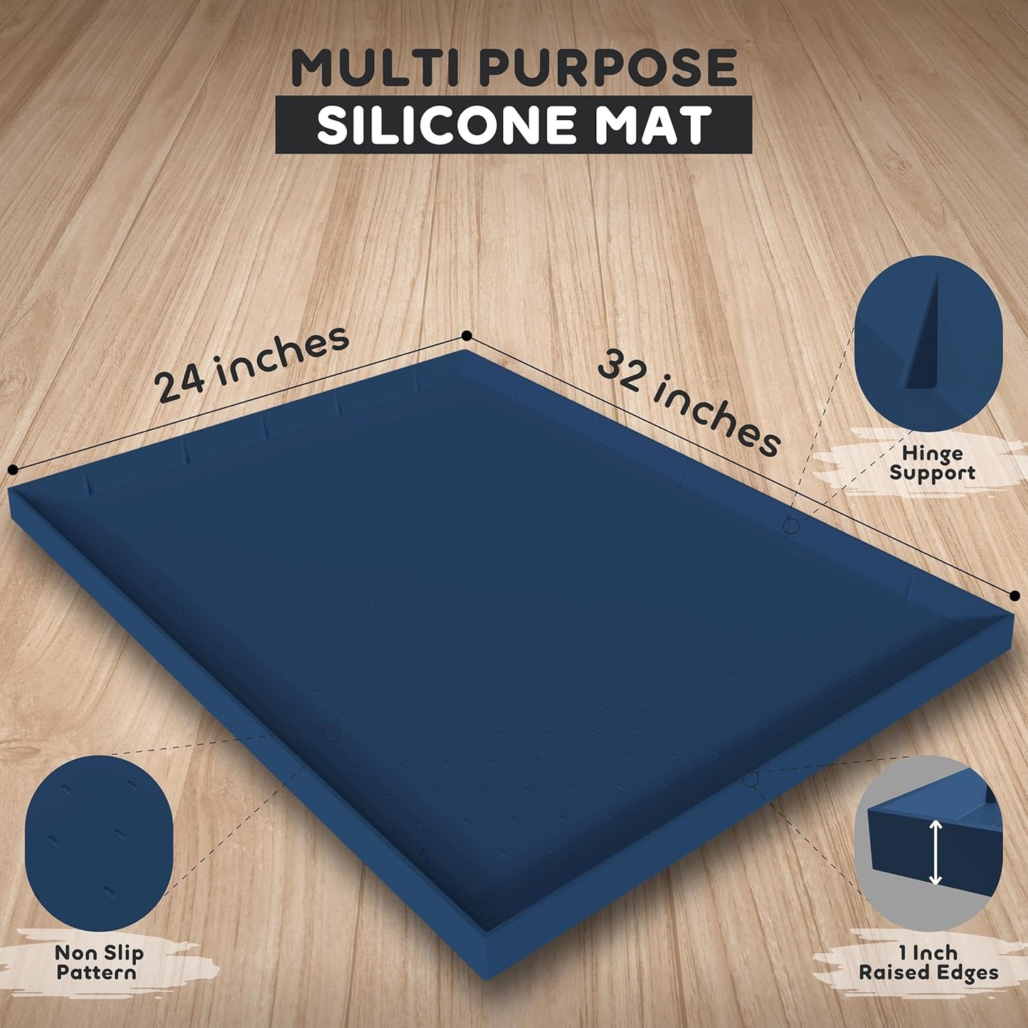 Dog Food Mat - Raised Edges Dogs Mat for Food and Water Prevent Spill, Waterproof Cat Food Mats Protect Floors, Easy Clean Dog Bowl Mats for Food and Water, Silicone Pet Feeding Placemats