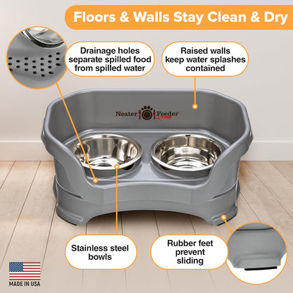 Neater Pet Brands Neater Feeder Deluxe Mess Proof Dog Bowls Elevated for Large Dogs Over 40 lbs, Made in USA, No Spill Raised Dog Food Bowl Stand Feeding Station, Food and Water Bowl Set, Black