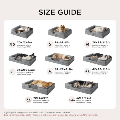 Bedsure Orthopedic Dog Bed Medium Size Dogs - Washable Small Medium Dog Cat Bed Waterproof, Comfort Cats Couch Sofa with Washable Removable Cover, Pets Bed with Nonskid Bottom, Grey, 28"