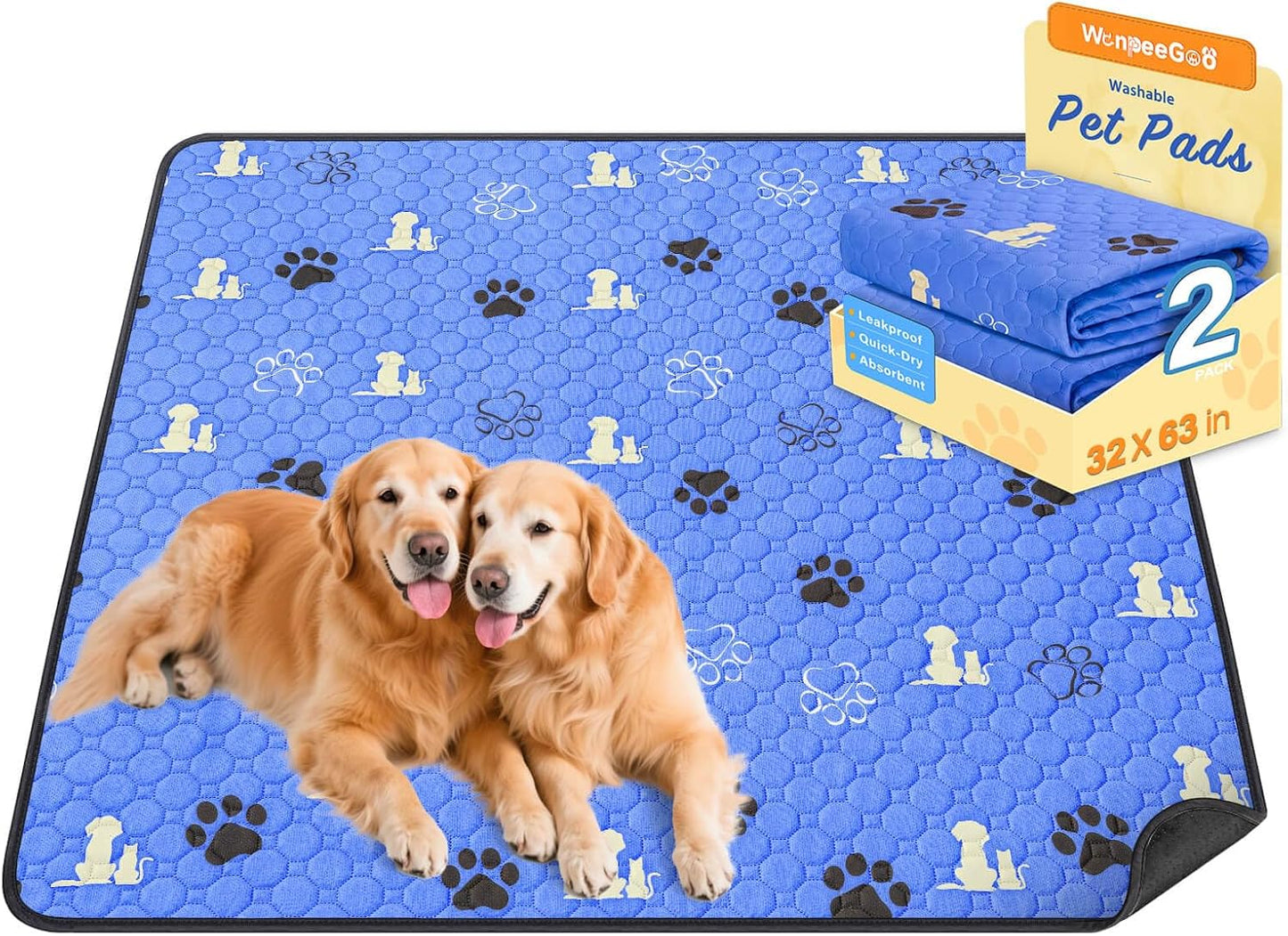 WanpeeGoo Washable Pee Pads for Dogs, 4 Pack Absorbent Reusable Training Dog Pads Pet Puppy Pads, Non-Slip Potty Pads for Whelping, Playpen, Crate, Bed, Grey 18"x24"