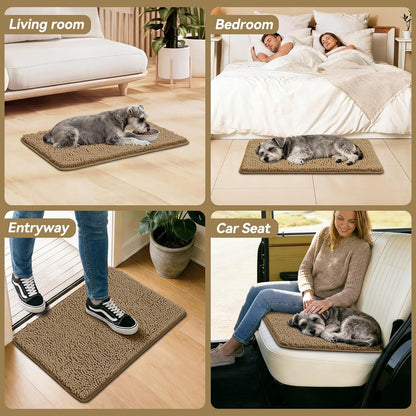 Bcoimo Super Absorbent Dog Door Mat, 30"*20" Anti Slip Mat for Muddy Paws, Pet Rugs for Dirty Paws Washable that Absorbs Moisture and Dirt, for Dog Cage and Pet Resting Carpet