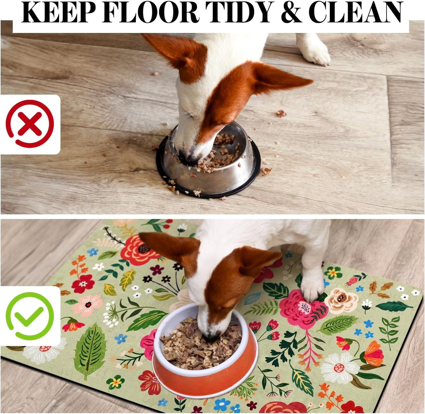 Dog Food Mats for Floors, Absorbent Dog Bowl Mat for Food and Water Dispenser, Quick Dry Cat Food Mat Pet Supplies