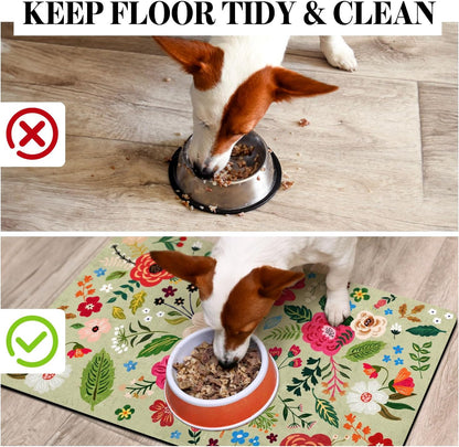 Dog Food Mats for Floors, Absorbent Dog Bowl Mat for Food and Water Dispenser, Quick Dry Cat Food Mat Pet Supplies