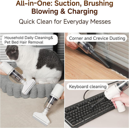 PAKEWAY Handheld Pet Hair Removal Vacuum, Pet Hair Removal Tool, Cat and Dog Hair Remover, Double Filtration, for Furniture, Couch, Carpet, Clothing and Bedding
