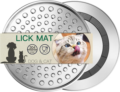 1Pack Stainless Steel Large Lick Mat for Dogs & Cats, Chew-Proof Slow Feeder, Anxiety Reducer, Whisker-Friendly for Cats, Non-Slip Heavy Duty Base, Raw Feeding Pad, Dishwasher Safe