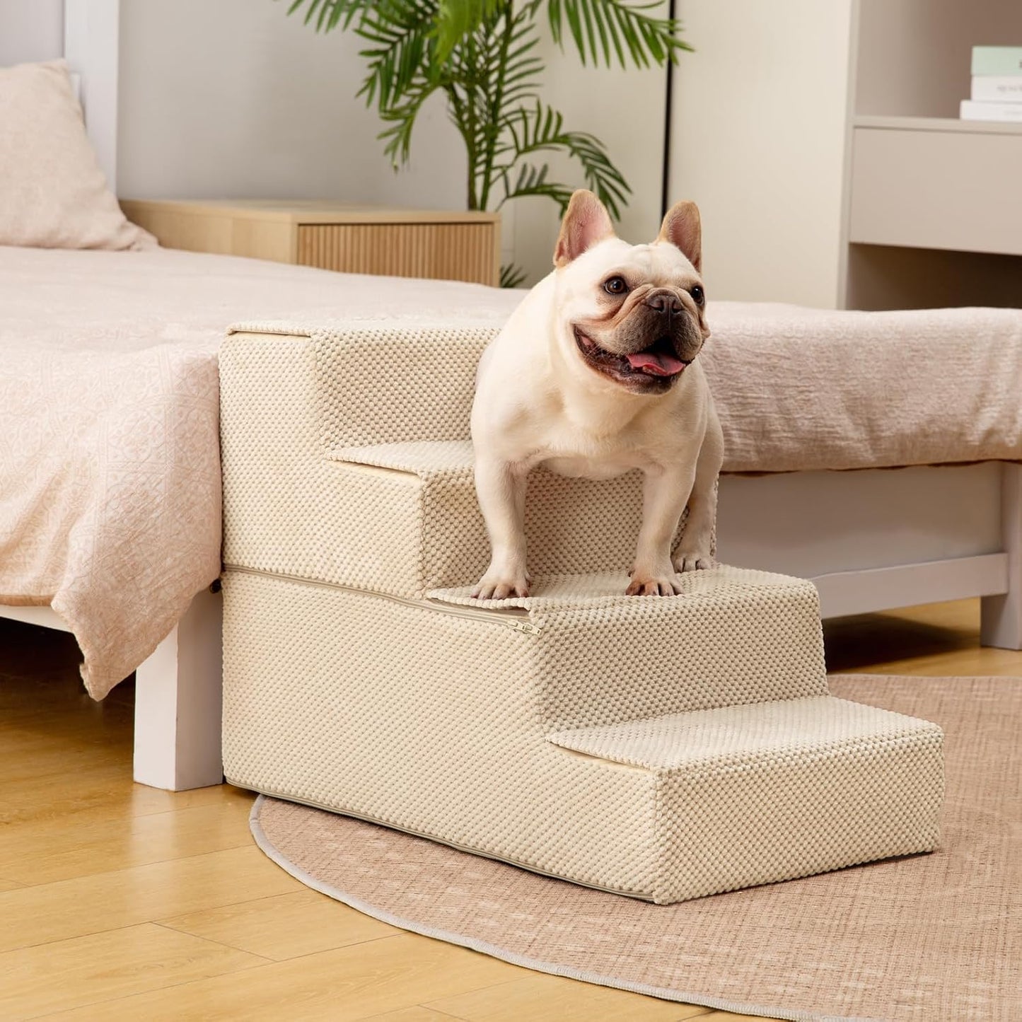 Aodisman Dog Stairs for Small Dogs, 3-Step Non-Slip Pet Stairs for Couch Sofa and Chair, Dog Bed Stairs for Puppy, Older Cat,Grey,13.6" H