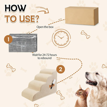 Romrol Dog Stairs Ramp for High Beds Couches, High Density Foam Pet Steps with Durable Non-Slip Waterproof Fabric Cover, Dog Stairs for Small Dogs or Cats or Pets, 5-Step, 22 Inch, Grey