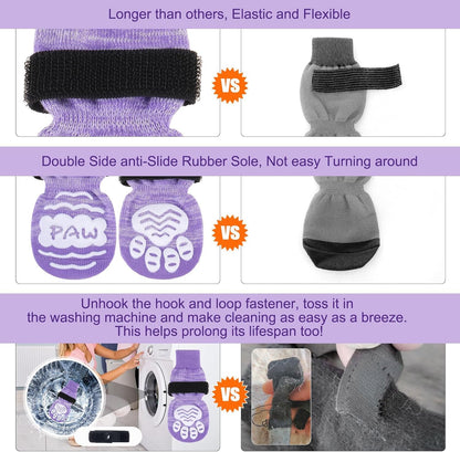 BEAUTYZOO Anti-Slip Dog Socks,Dog Shoes for Hot/Cold Pavement,Paw Protectors with Grips 3 Pairs for Puppy Small Medium Large Senior Old Dogs,Dog Socks to Prevent Licking and Hardwood Floor Protection