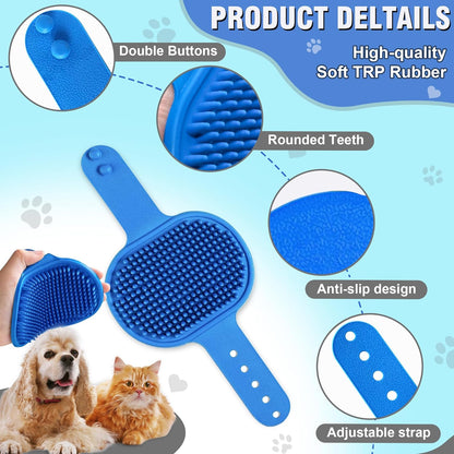 High-Density Silicone Pet Grooming Gloves with Enhanced Five Finger Design for Bathing, Massaging Dogs and Cats (Blue)