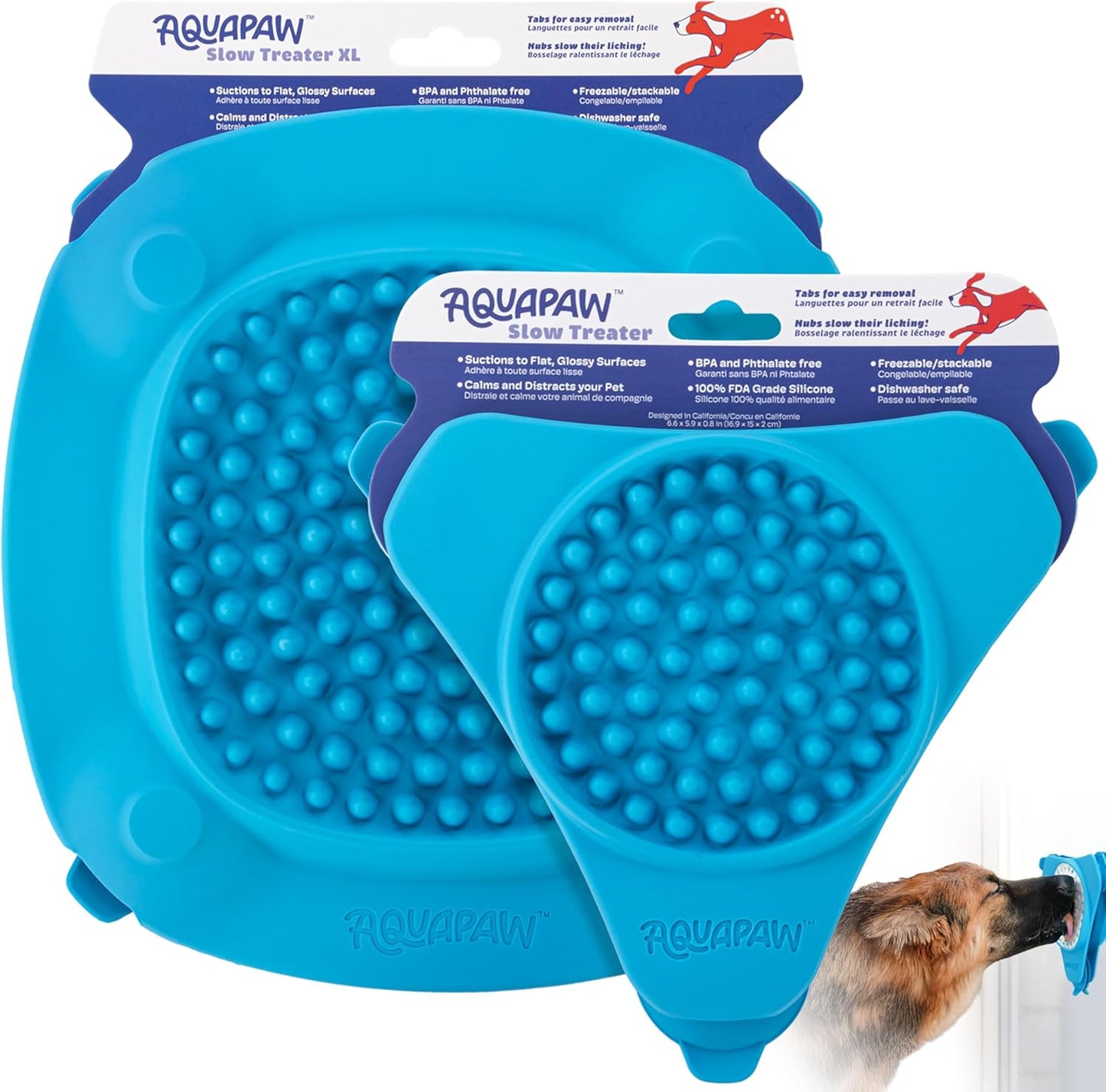 Aquapaw Lick Mat for Dogs with Suction Cups - XL, Blue, 1-Pack - Slow Feeder Lick Pads for Dogs & Grooming Enrichment - Food Mat for Peanut Butter Treats