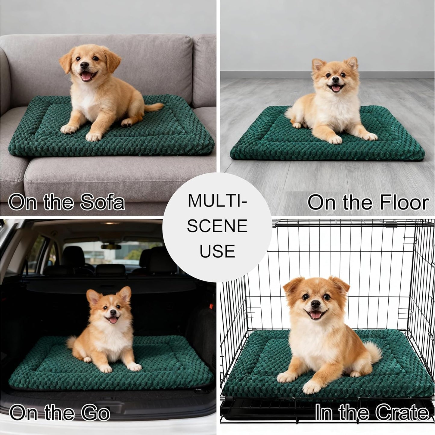 Dog Bed Mat, Reversible Crate Pad & Cute Dog Bed - Machine Washable Kennel Mat with Ultra Soft for Small Dogs (Cool/Warm), 24" x 18", Grey&Star