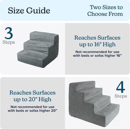 3-Step Pet Stairs - Nonslip Foam Dog and Cat Steps with Removable Zippered Microfiber Cover - 2-Tone Design for Home or Vehicle Use by PETMAKER (Tan)