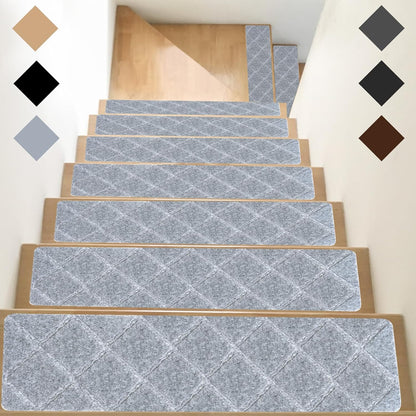 Stair Treads for Wooden Steps, 8" x 30" Non Slip Stair Runner, Peel and Stick Carpet Stair Treads with Reusable Adhesive, Indoor Stair Rugs Covers Mats Pads for Kids Elders Dogs, Brown 15Pcs
