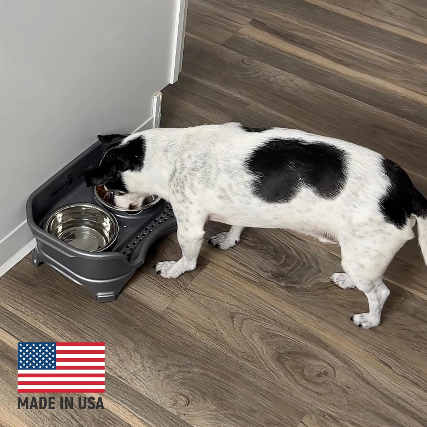 Neater Feeder Express Mess Proof Dog Bowls Elevated for Small Breeds under 15 Lb, Made in USA, No Spill Raised Dog Food Bowl Stand, Stainless Steel Food and Water Bowl Set, Feeding Station, Cappuccino
