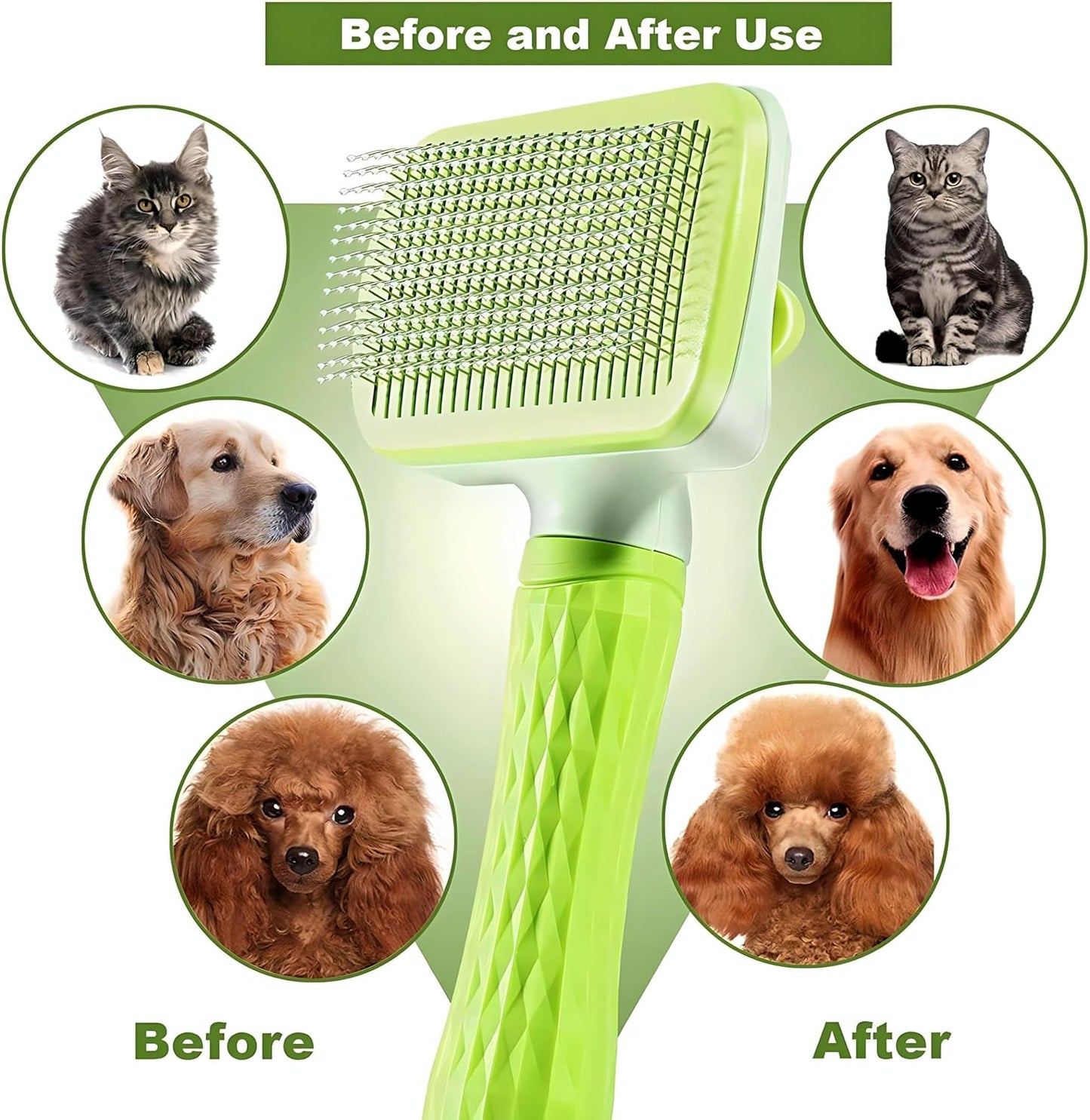 Self-Cleaning Slicker Brush, Dog Cat Bunny Pet Grooming Shedding Brush, Easy to Remove Loose Undercoat, Pet Massaging Tool Suitable for Pets with Long or Short Hair (Black)
