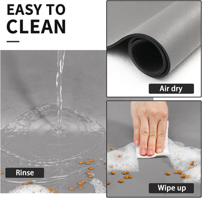 HotLive Dog Food Mat - Absorbent Cat Mat for Food and Water, No Stains Pet Feeding Bowl Mat, Easy to Clean Pet Placemats, Quick Dry Dog Water Dispenser Mat for Messy Drinkers | Paw Dark Grey 12"x 19"