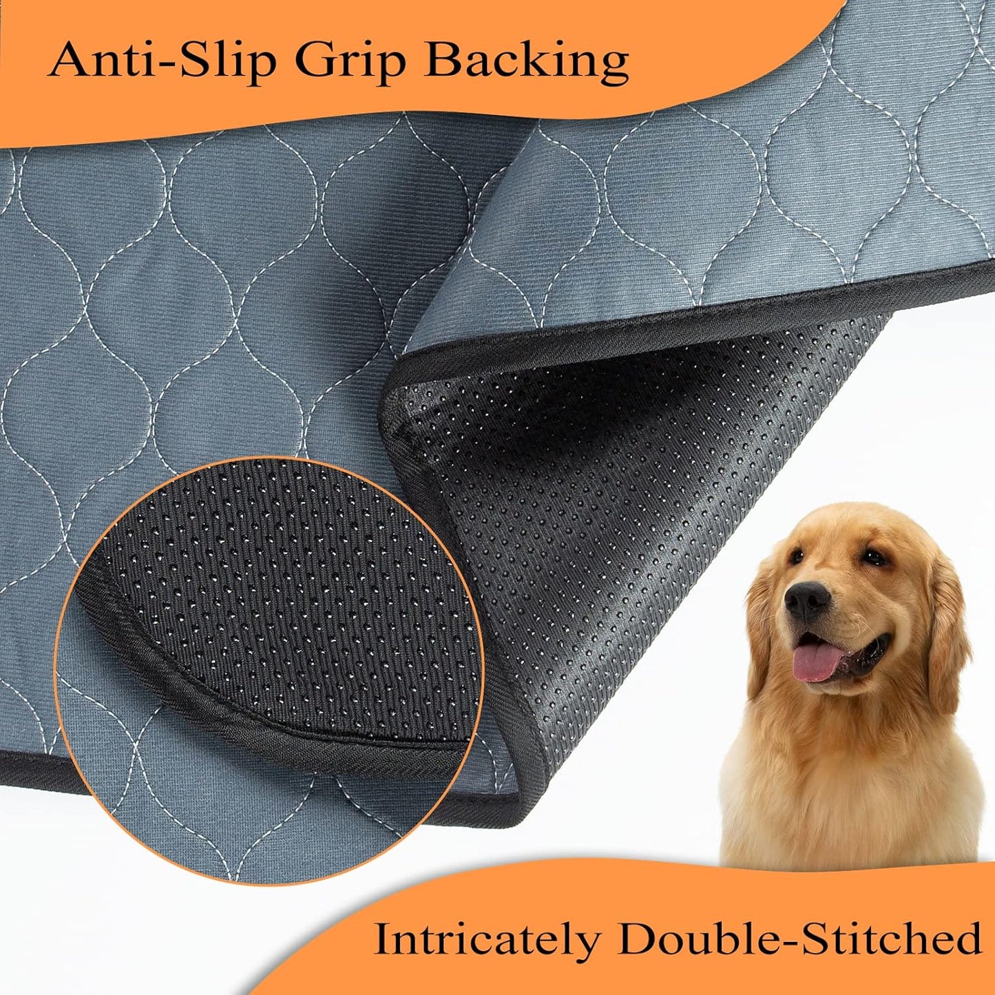 Bunlitent Washable Pee Pads for Dogs 72x72, 2 Pack, Extra Large Reusable Puppy Pads, Dog Training Pads with Quick Dry, Large Anti-Slip Dog Pee Pads, Whelping Pads, Potty Pad