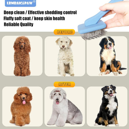 Dog Slicker Brushes for Poodles,Doodles,Goldendoodles,Bernedoodle.Dog Brushes for Thick Long Curly Fur Deshedding,Fluff,Grooming.Remove Loose Fur Quick Easy.Long Pin Slicker Brush.Wooden(Large)